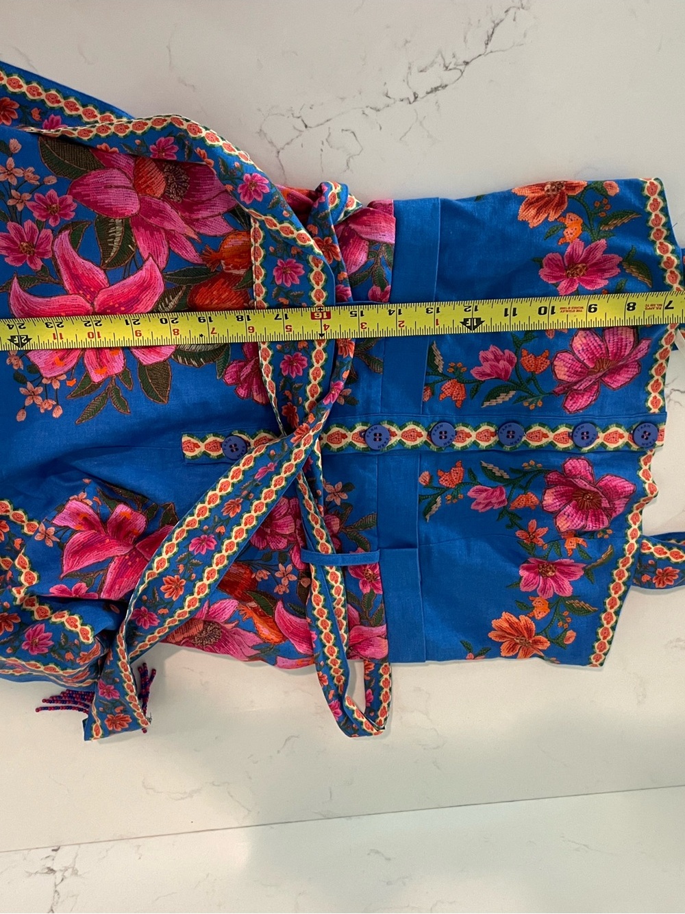 FARM Rio Bright Blue Floral Smocked Sundress with Pink Embroidery - Picture 9 of 9